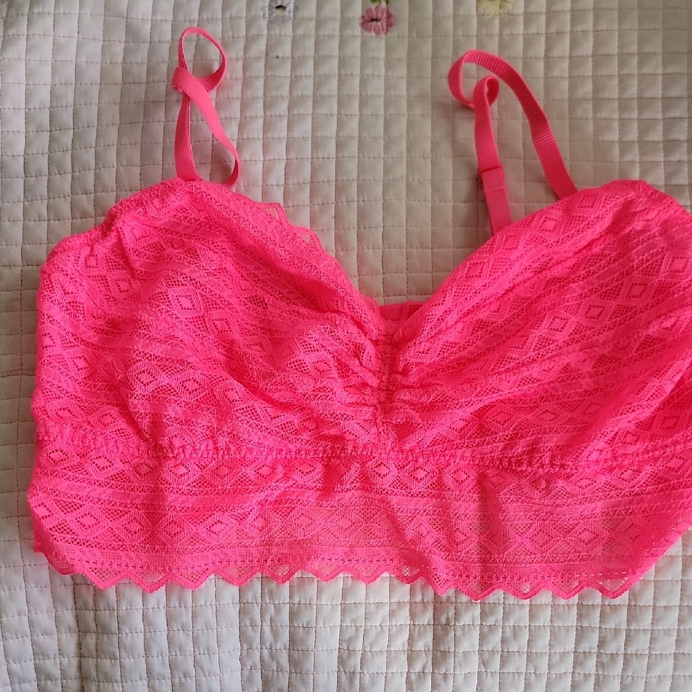 PINK Victoria's Secret Neon Pink Lace Bralette